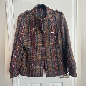 AL WISSAM Wool Blend Tweed Jacket w/ Epaulets Size Large